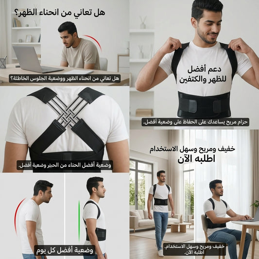 مشد دعم الظهر والكتفين – حزام مريح للجلوس الطويل